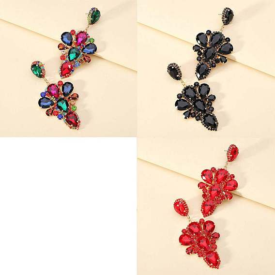 Серьги-гвоздики из сплава со стразами в форме капли, золотые