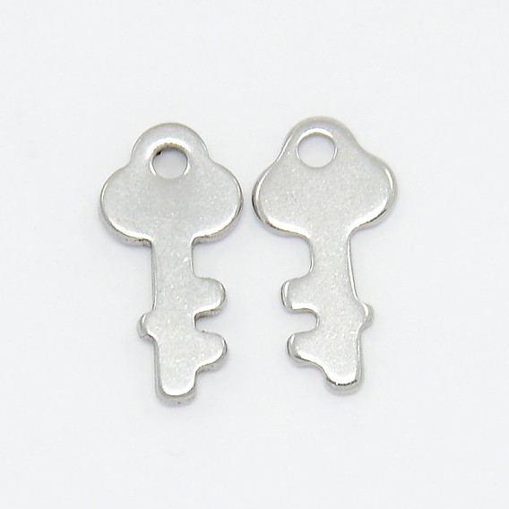 Mode 304 acier inoxydable pendentifs clés, 13x7x1mm, Trou: 1.5mm