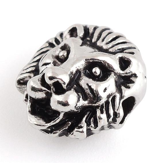 Tibetan Style Alloy Beads, Cadmium Free & Lead Free, Lion