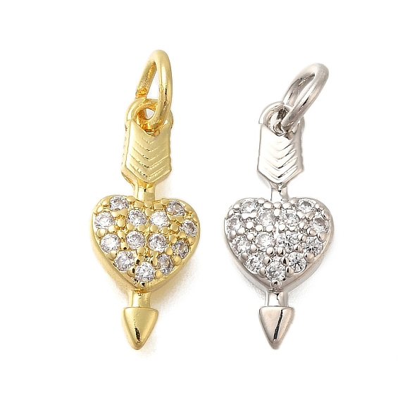 Стойка металлическая латунная микропрофилированная кубическая циркония подвески, без свинца и без кадмия, долговечный, сердце со стрелой