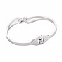 Crystal Rhinestone Wave Bangle with Roman Numeral, Stainless Steel Hinged Bangle with Polymer Clay for Women