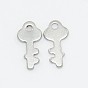 Mode 304 acier inoxydable pendentifs clés, 13x7x1mm, Trou: 1.5mm