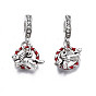 Rack Plating Alloy Enamel European Dangle Charms, Large Hole Pendants, with Crystal Rhinestone, Cadmium Free & Nickel Free & Lead Free, Lion, Platinum