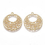 Brass Filigree Pendants, Flat Round, Nickel Free