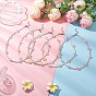 5Pcs 5 Colors Acrylic & Glass Seed Beaded Flower Necklaces for Women, Platinum