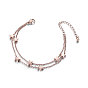 Elegantes pulseras multihilos de acero inoxidable, pulsera de doble capa, con las estrellas, 150 mm