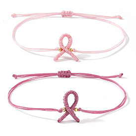 Браслеты из вощеного шнура для женщин, профилактика рака груди, осведомленности ленты