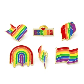 Булавки с эмалью Pride Rainbow, брошь из золотого сплава, флаг/молния/сердце