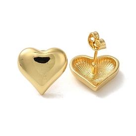 Heart Rack Plating Brass Stud Earrings, Lead Free & Cadmium Free, Long-Lasting Plated