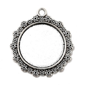 Сплавочные сеттинги для кулона (кабошон), тибетский стиль, без кадмия и без свинца, 31x28x2 мм, отверстие : 2.5 мм, лоток : 20 мм