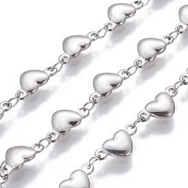 304 Stainless Steel Link Chains, Unwelded, Heart