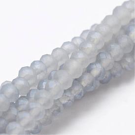 Pearl Luster Plated Faceted Rondelle Glass Bead Strands, Frosted