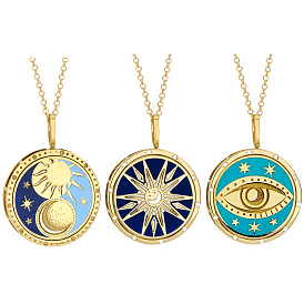 Tarot card necklace round card pendant sweater chain stainless steel retro necklace titanium steel