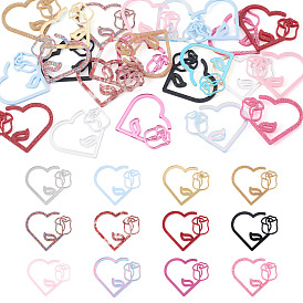 24шт 12 цвета акриловые подвески для бокалов, бокал маркер, Сердце с розой