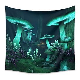 Mushroom Pattern Polyester Wall Hanging Tapestry, Rectangle Trippy Tapestry for Wall Bedroom Living Room Decoration