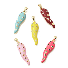 Латунные микро проложить кубического циркония подвески, с эмалью, рога прелести, без кадмия и без свинца, стойки покрытие, долговечный, реальный 18 k позолоченный