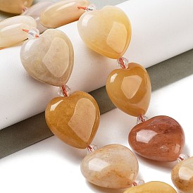 Natural Topaz Jade Beads Strands, Heart, with Seed Beads