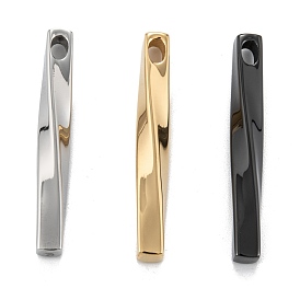 304 Stainless Steel Pendants, Manual Polishing, Twist Rectangle