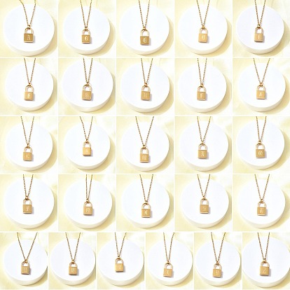 304 ожерелья из нержавеющей стали rolo chain, ожерелья с замком для женщин и мужчин, замки с буквой