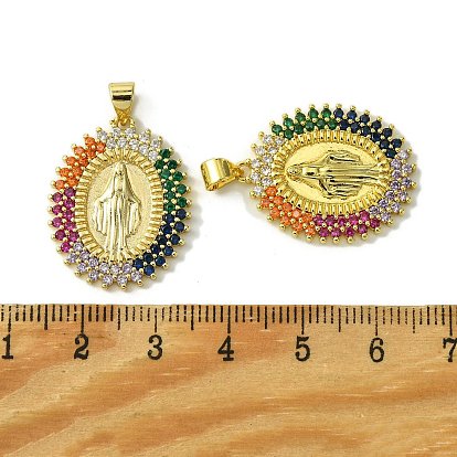 Brass Micro Pave Colorful Cubic Zirconia Pendants, Real 18K Gold Plated, Huamn