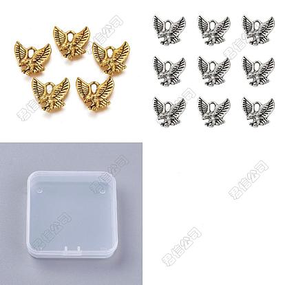 200Pcs 2 Colors Tibetan Style Alloy Pendants, Cadmium Free & Nickel Free & Lead Free, Eagle Charm