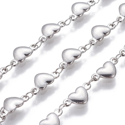 304 Stainless Steel Link Chains, Unwelded, Heart