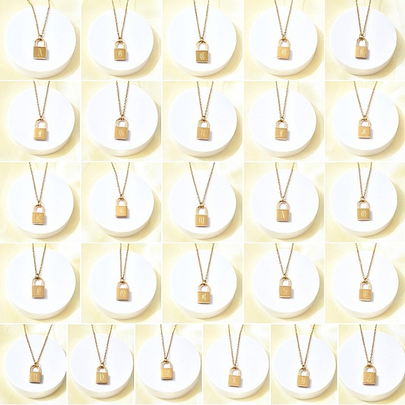 304 ожерелья из нержавеющей стали rolo chain, ожерелья с замком для женщин и мужчин, замки с буквой