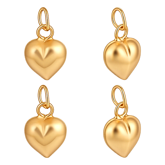 4Pcs 925 Sterling Silver Heart Charms, with Jump Rings
