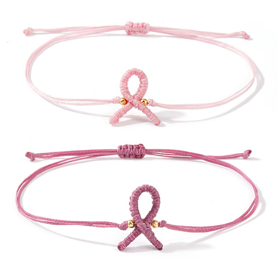 Браслеты из вощеного шнура для женщин, профилактика рака груди, осведомленности ленты