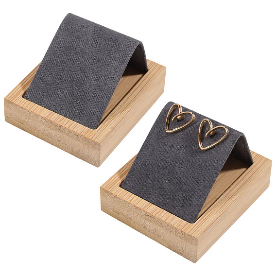 Бархатная подставка для сережек, с бамбуковым основанием