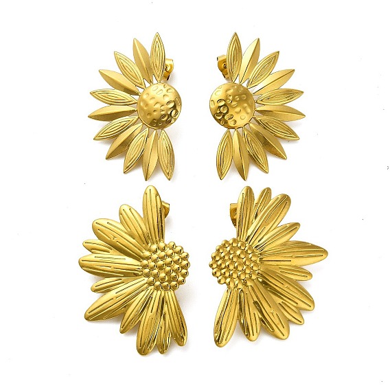 Подсолнух 304 серьги-гвоздики из нержавеющей стали для женщин, слева и справа