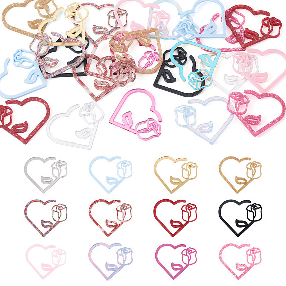 24шт 12 цвета акриловые подвески для бокалов, бокал маркер, Сердце с розой