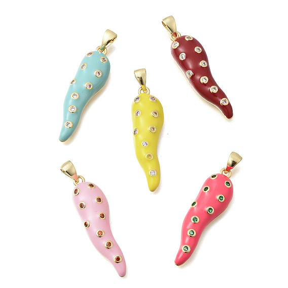 Латунные микро проложить кубического циркония подвески, с эмалью, рога прелести, без кадмия и без свинца, стойки покрытие, долговечный, реальный 18 k позолоченный