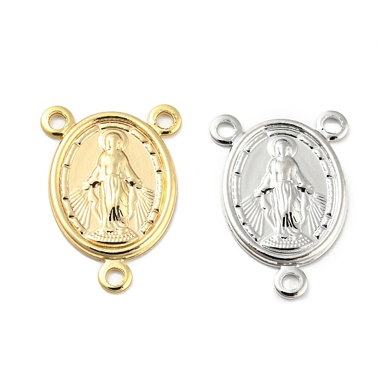 Центральные детали латунных четок овальной формы со звеньями люстры Девы Марии, без кадмия, без никеля и без свинца, 3 петлевой разъем, о святом решений ювелирных изделий