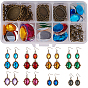 DIY Earring Setting, with Tibetan Style Pendant Cabochon Settings, Acrylic Rhinestone Cabochons, Brass Earring Hooks and Iron Jump Rings