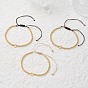 3Pcs Brass Round Beads Braided Bead Bracelets, Nylon Thread Bracelets for Women, Ring with Word Love, Real 18K Gold Plated