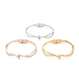 304 Stainless Steel Bangles, with Polymer Clay Rhinestone, Flat Round, Crystal