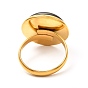 Bague demi-ronde mixte pierres précieuses pour fille femme, placage ionique (ip) 304 anneau en acier inoxydable, or