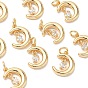 SHEGRACE Brass Micro Pave Cubic Zirconia Pendants, Cadmium Free & Nickel Free & Lead Free, Moon Charms, Clear