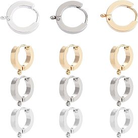 12 шт. 3 цвета 304 фурнитура для сережек-колец из нержавеющей стали, с вертикальной петлей, кольцо