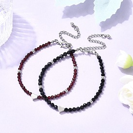 2 Браслеты из круглых бусин из натурального граната и синтетического синего авантюрина для мужчин и женщин