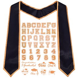 1Pc Polyester Graduation Sash Honor Stole Scarf, with 43Pcs Letter & Number PET Heat Transfer Film