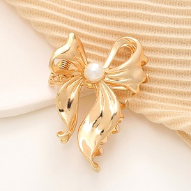 Alloy with Plastic Pearl Hair Barrettes for Women Girls, Bowknot