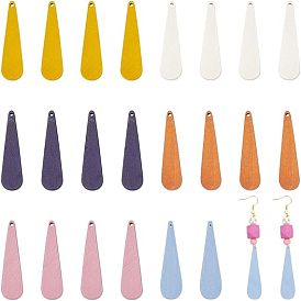 60 шт 6 цвета подвески из дерева, окрашенные, слезинки