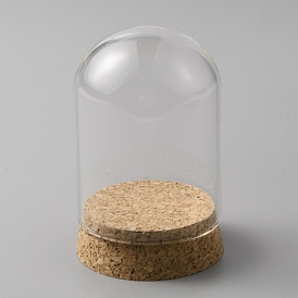 Cubierta de cúpula de vidrio, vitrina decorativa, terrario de campana cloche con base de corcho, arco