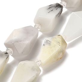 Natural White African Opal  Beads Strands, Faceted, Teardrop, with Seed Beads