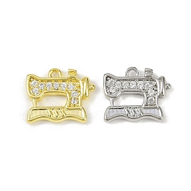 Латунные микропаве прозрачные подвески с фианитом, без кадмия, без никеля и без свинца, швейная машина прелести, долговечный