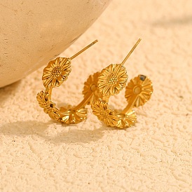 304 из нержавеющей стали серьги, цветок