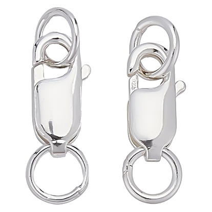 10 шт. 2 стили 925 застежки-лобстеры из стерлингового серебра, с прыжковых колец