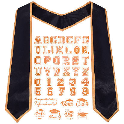 1 Écharpe de remise de diplôme en polyester (pièce), avec 43 pièces de film de transfert thermique PET lettres et chiffres